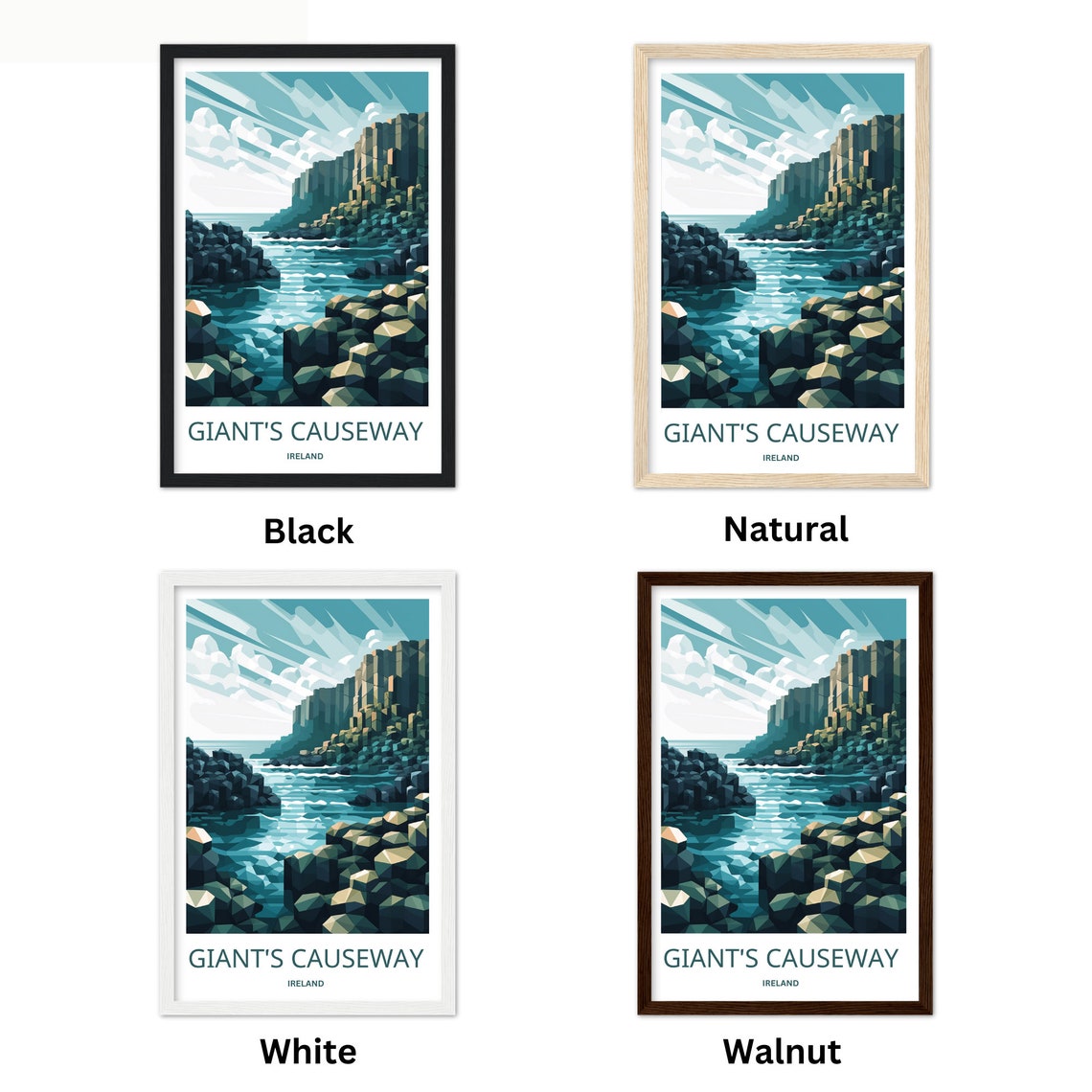 Giants Causeway Ireland Basalt Columns Coast Geometric Travel Poster - Image 2