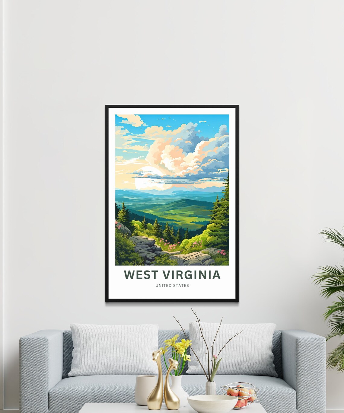 West Virginia Travel Poster, Custom Text Wall Art - Image 3