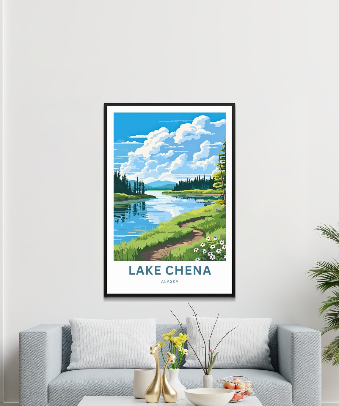 Lake Chena Alaska Wildflower Meadow Path beside the Lake Poster - Image 3