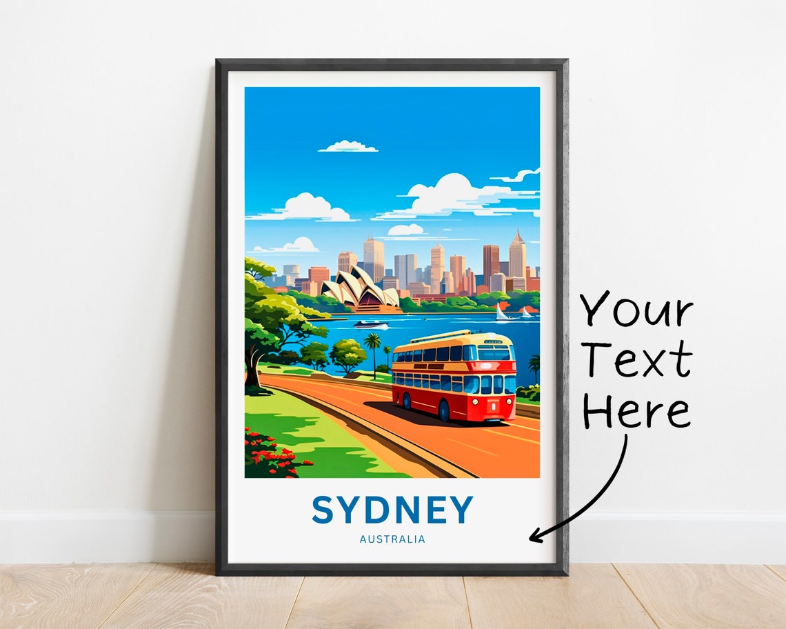 Personalized Sydney Waterfront Tram Opera House Custom Travel Poster