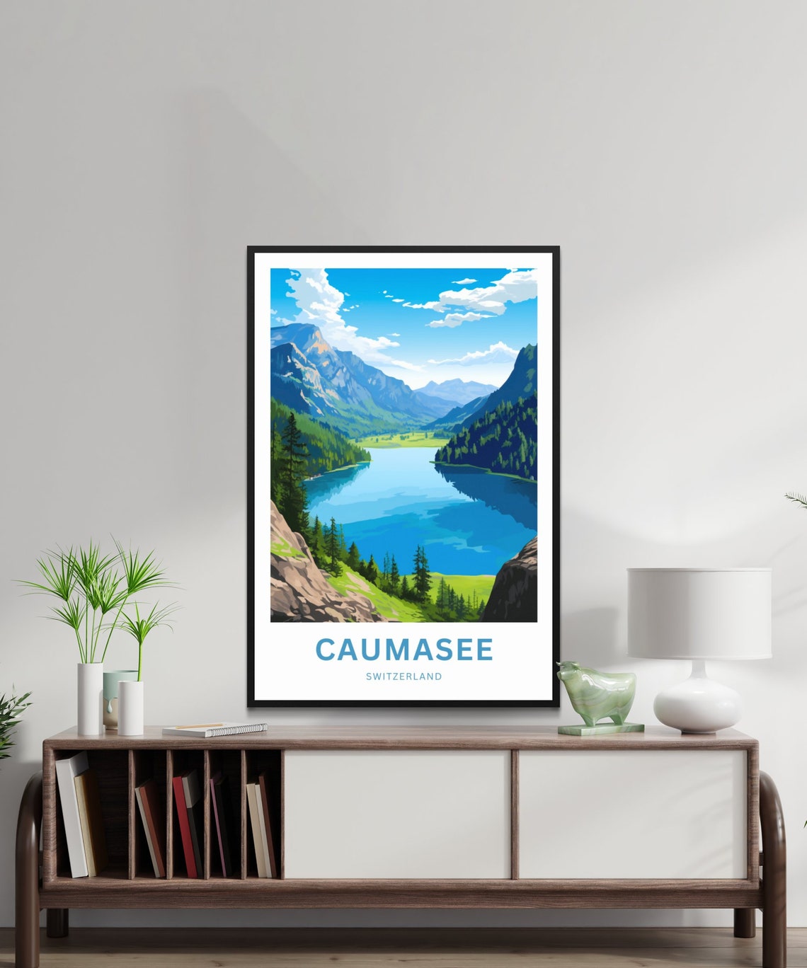 Caumasee Switzerland Alpine Lake Forest Mountains Travel Poster - Image 2