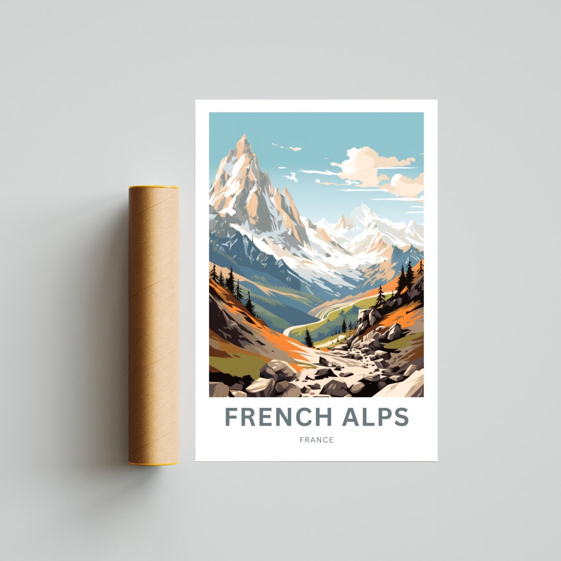 Personalized French Alps Autumn Rocky Trail Custom Text Poster - Image 4