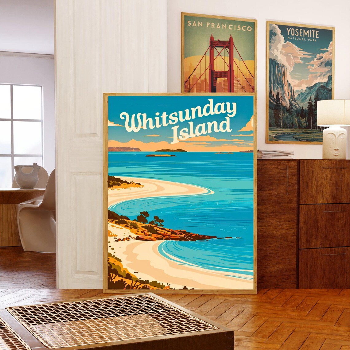Whitsunday Island Australia Sunset Sandbar Beach Vintage Travel Poster - Image 5