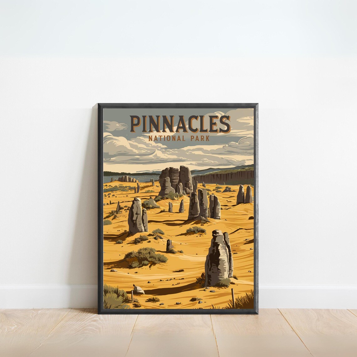 Pinnacles National Park Golden Desert Rock Spires Vintage Poster