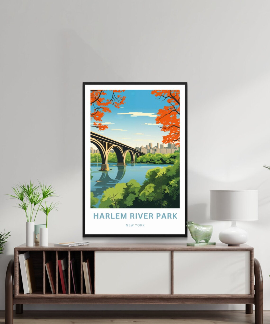 Harlem River Park New York Arched Bridge Autumn Color Poster - Image 2