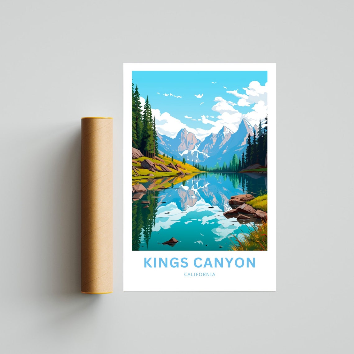 Kings Canyon California Alpine Lake Mirror Reflection Peaks Poster - Image 4
