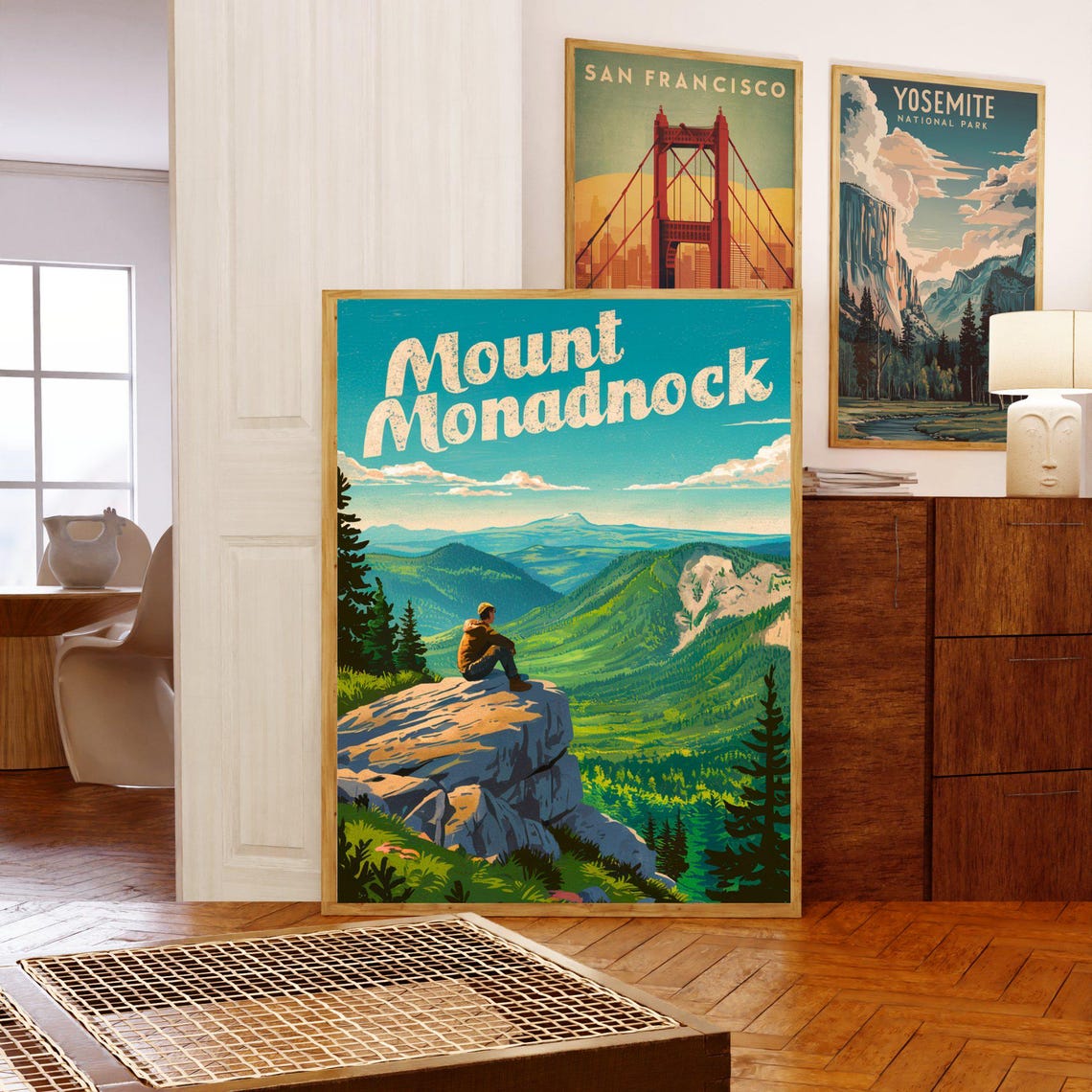 Mount Monadnock Hiker Summit View Mountain Travel Poster Art - Image 5