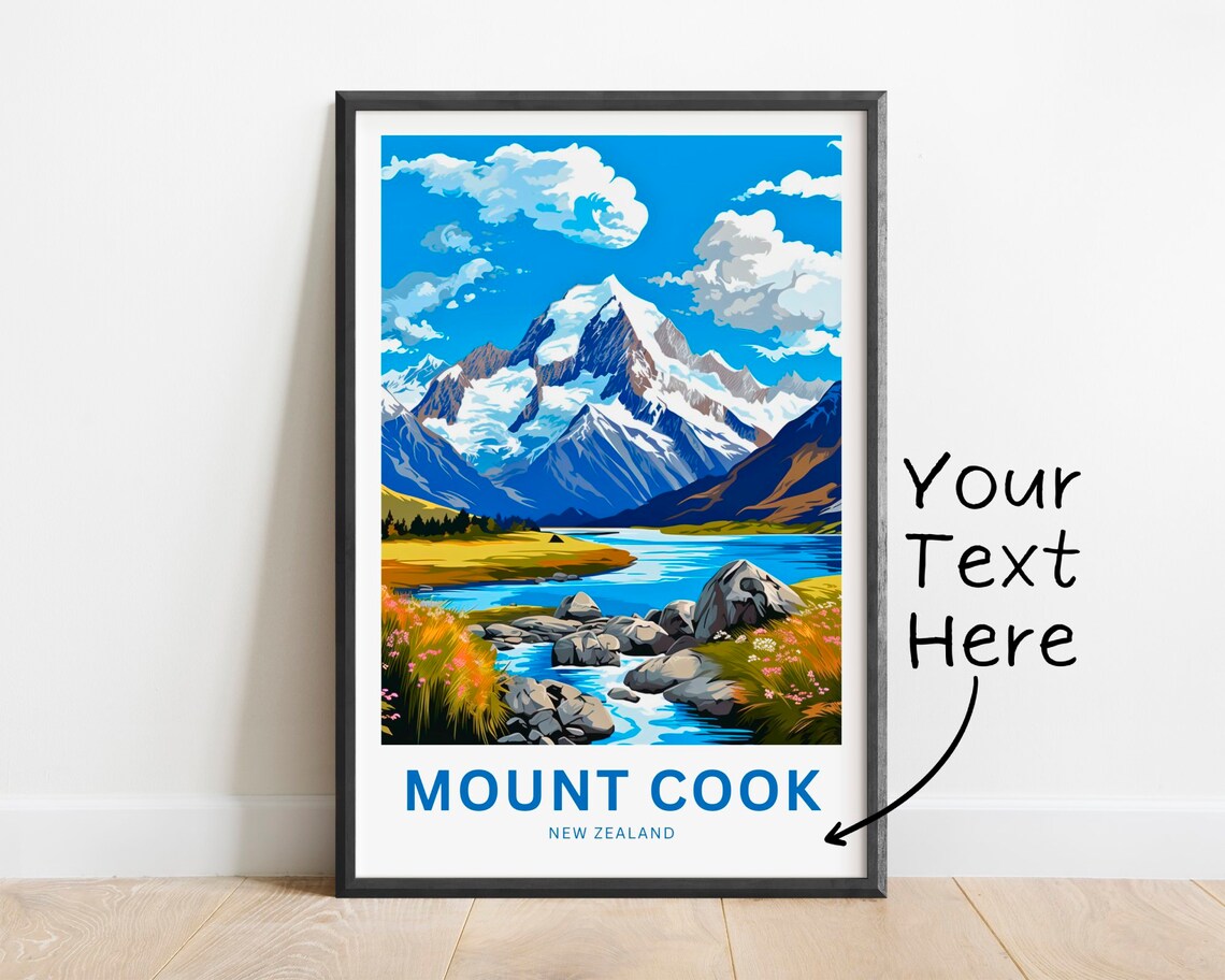 Mount Cook New Zealand Glacier River Valley Personalized Poster