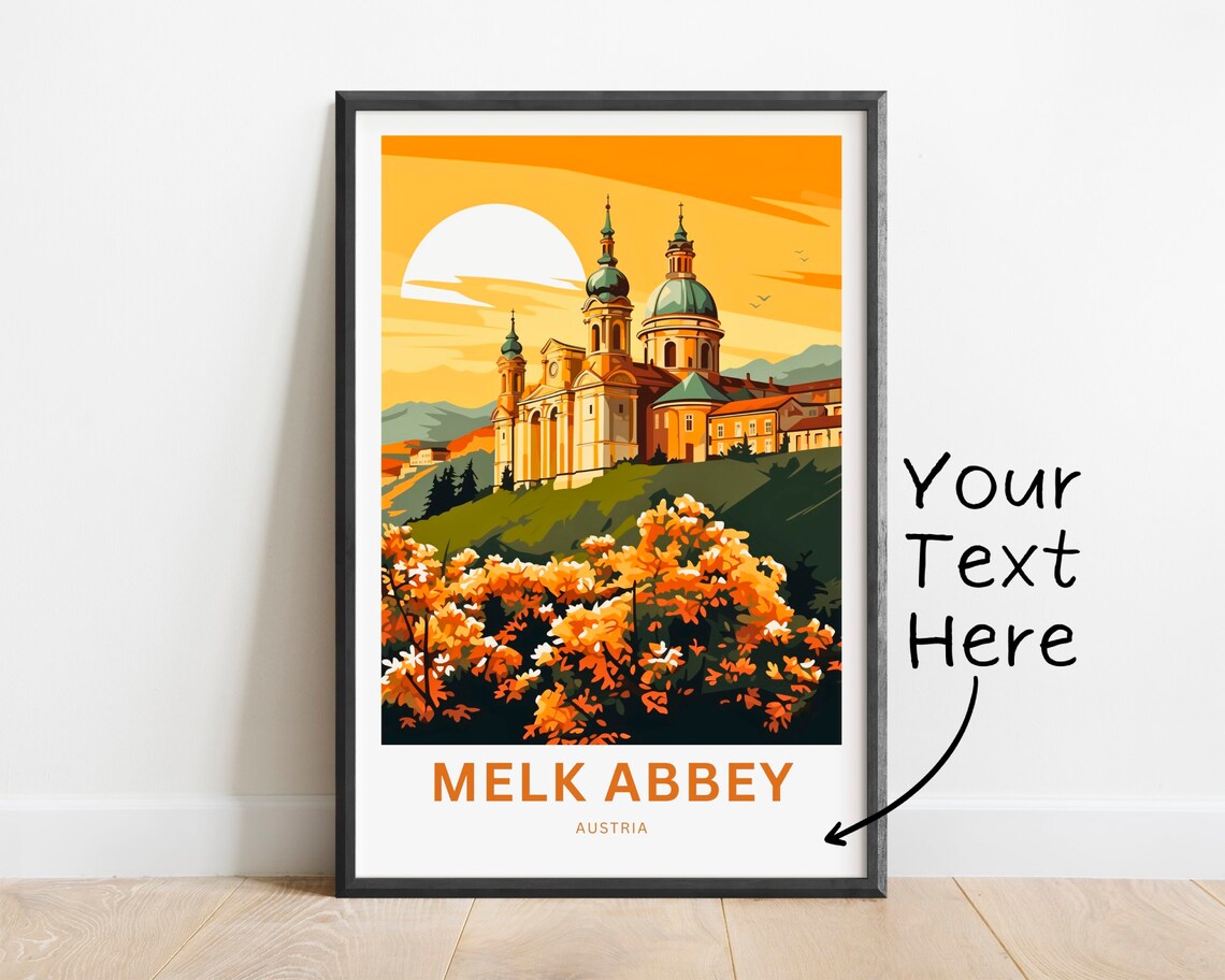 Melk Abbey Austria Personalized Blossom Garden Travel Poster