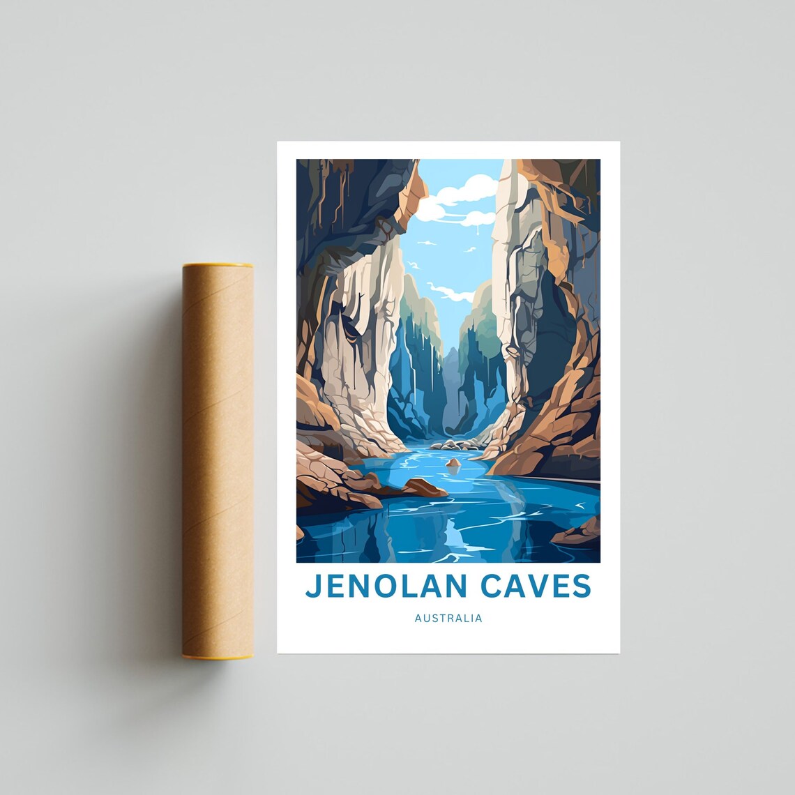 Jenolan Caves Australia Narrow Canyon Blue Water Cliffs Travel Poster - Image 4