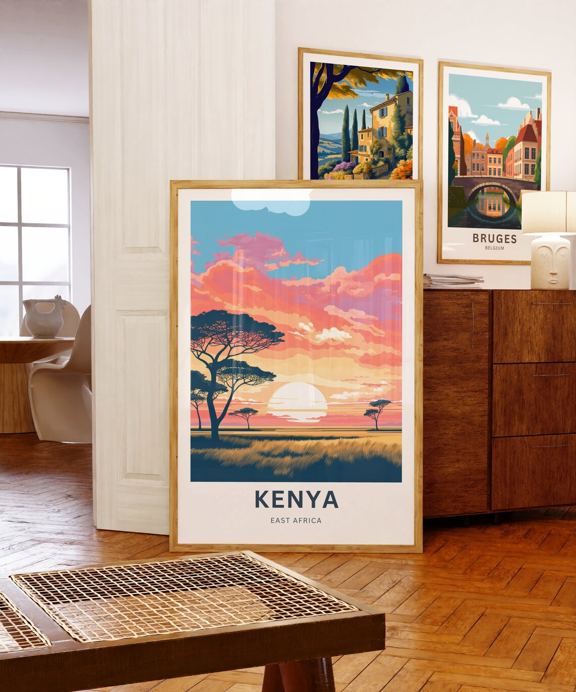 Kenya East Africa Golden Plains Acacia Sunset Vintage Travel Poster - Image 5