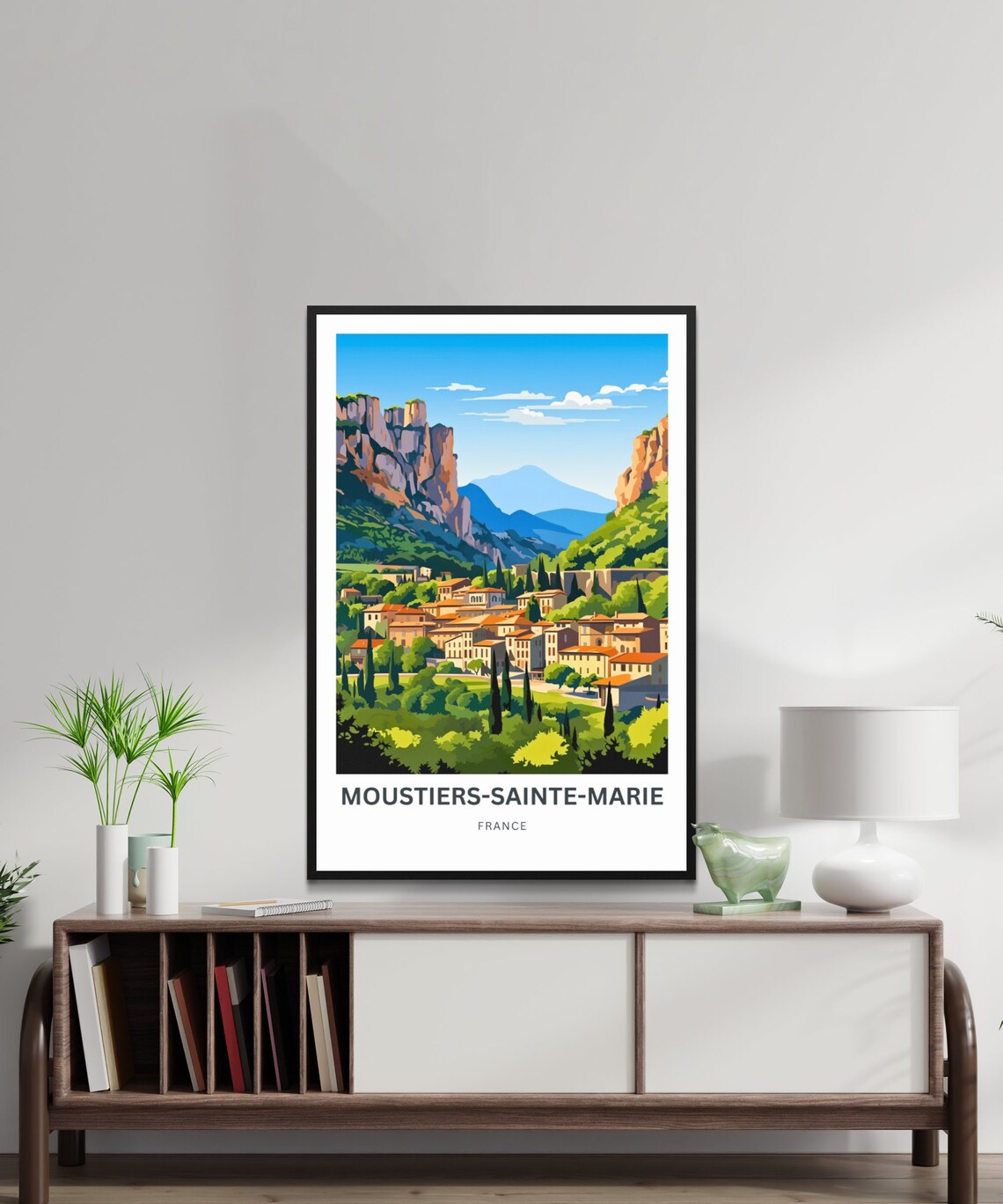 Moustiers-Sainte-Marie France Cliffs Village Greenery Travel Poster - Image 4