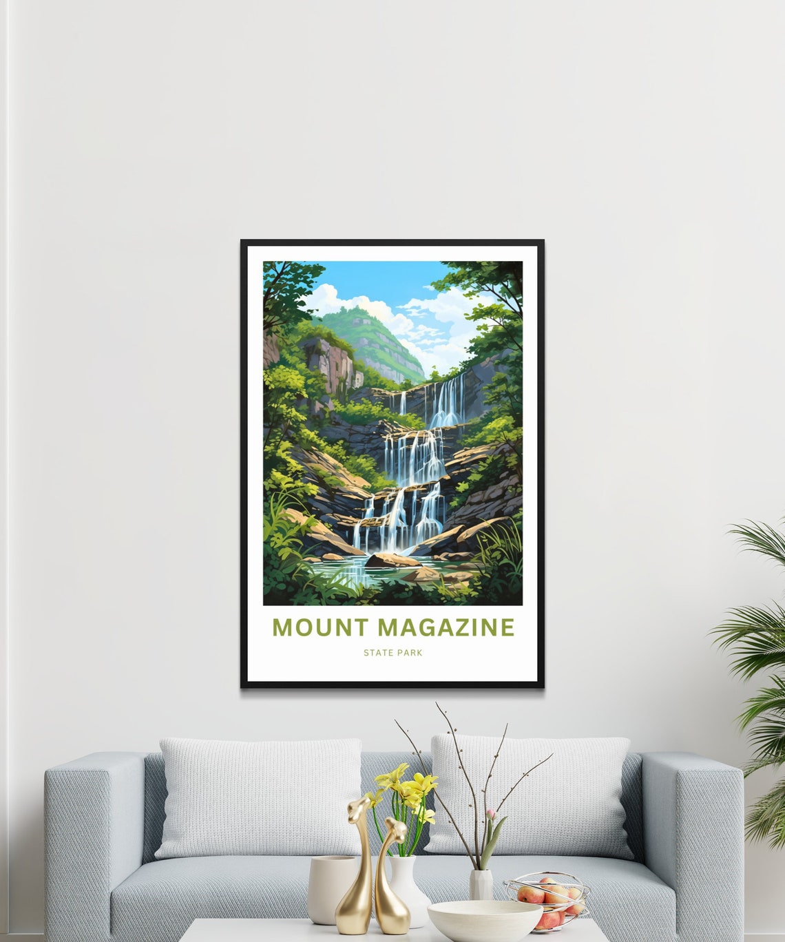 Personalized Mount Magazine State Park Waterfall Travel Poster - Image 3