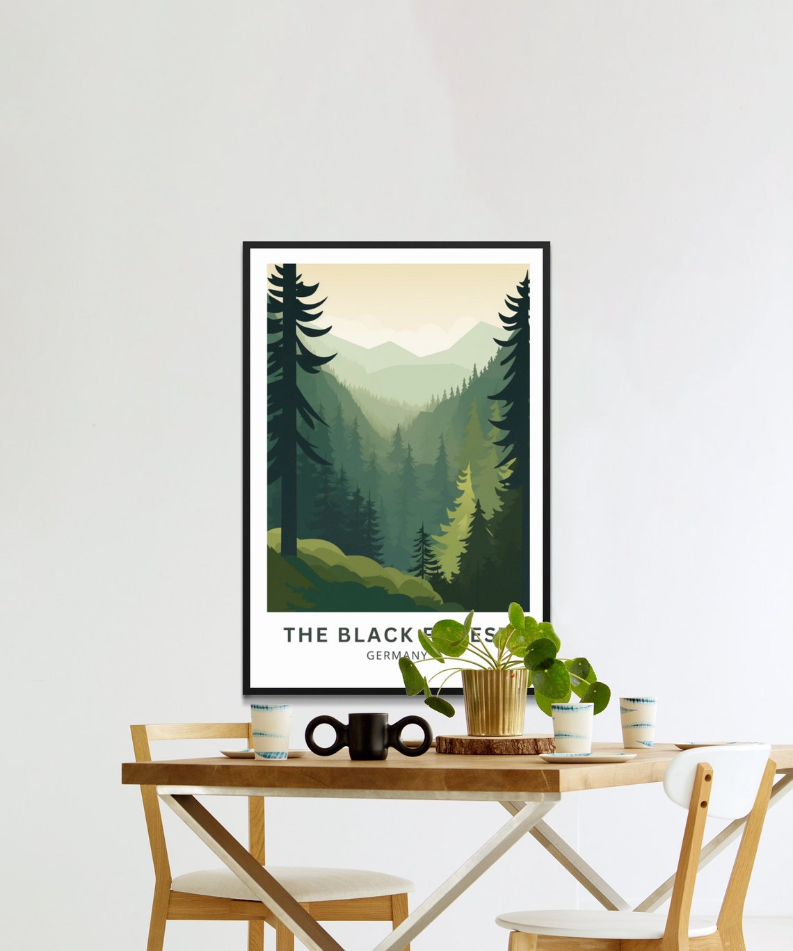 The Black Forest Germany Travel Poster Misty Evergreen Mountains Art - Image 3