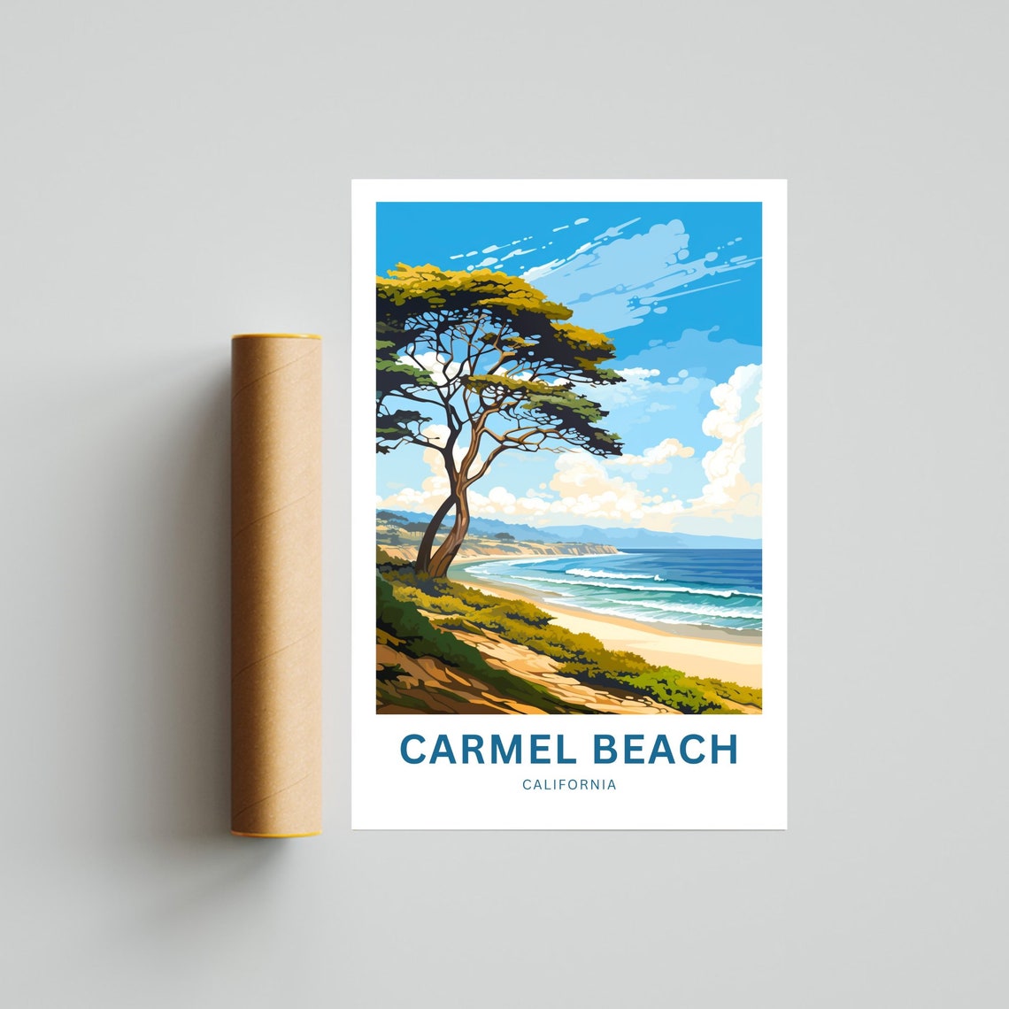 Carmel Beach California Dunes Shore Cypress Tree Ocean Poster - Image 4