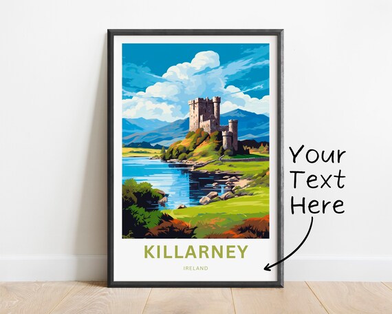 Killarney Ireland Castle Lake Serene Personalized Travel Poster