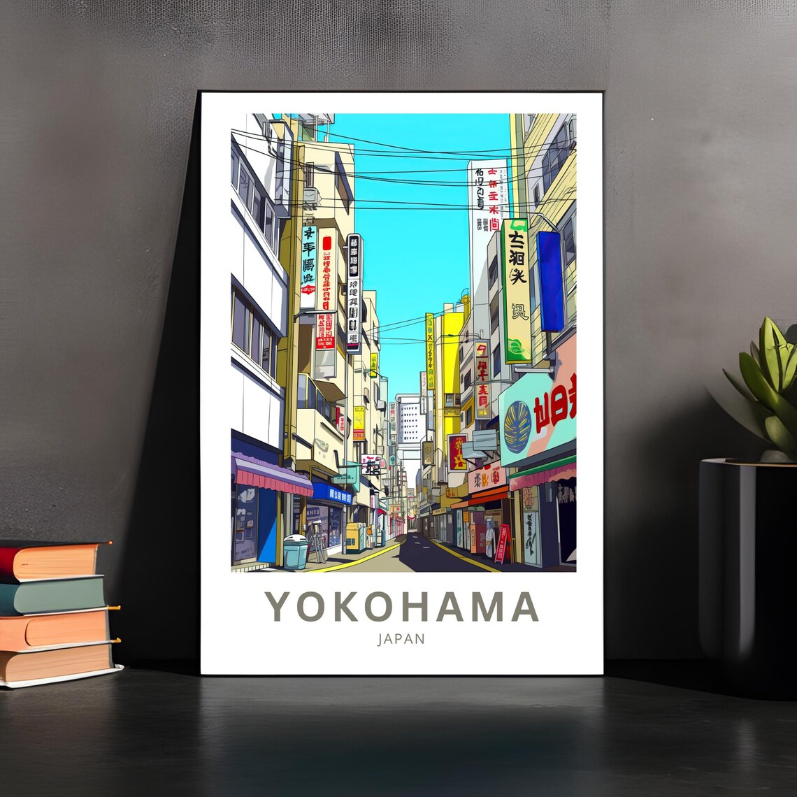 Yokohama Japan Travel Poster Chinatown Street Anime Illustration Art - Image 4