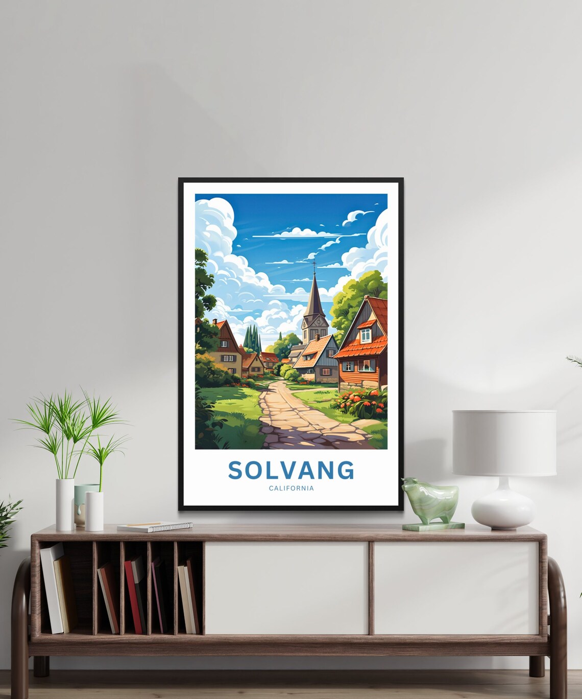 Solvang California Charming Village Church Street Travel Poster - Image 3
