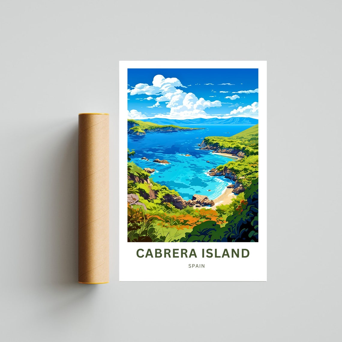 Cabrera Island Spain Calm Blue Bay Between Green Headlands Poster - Image 4