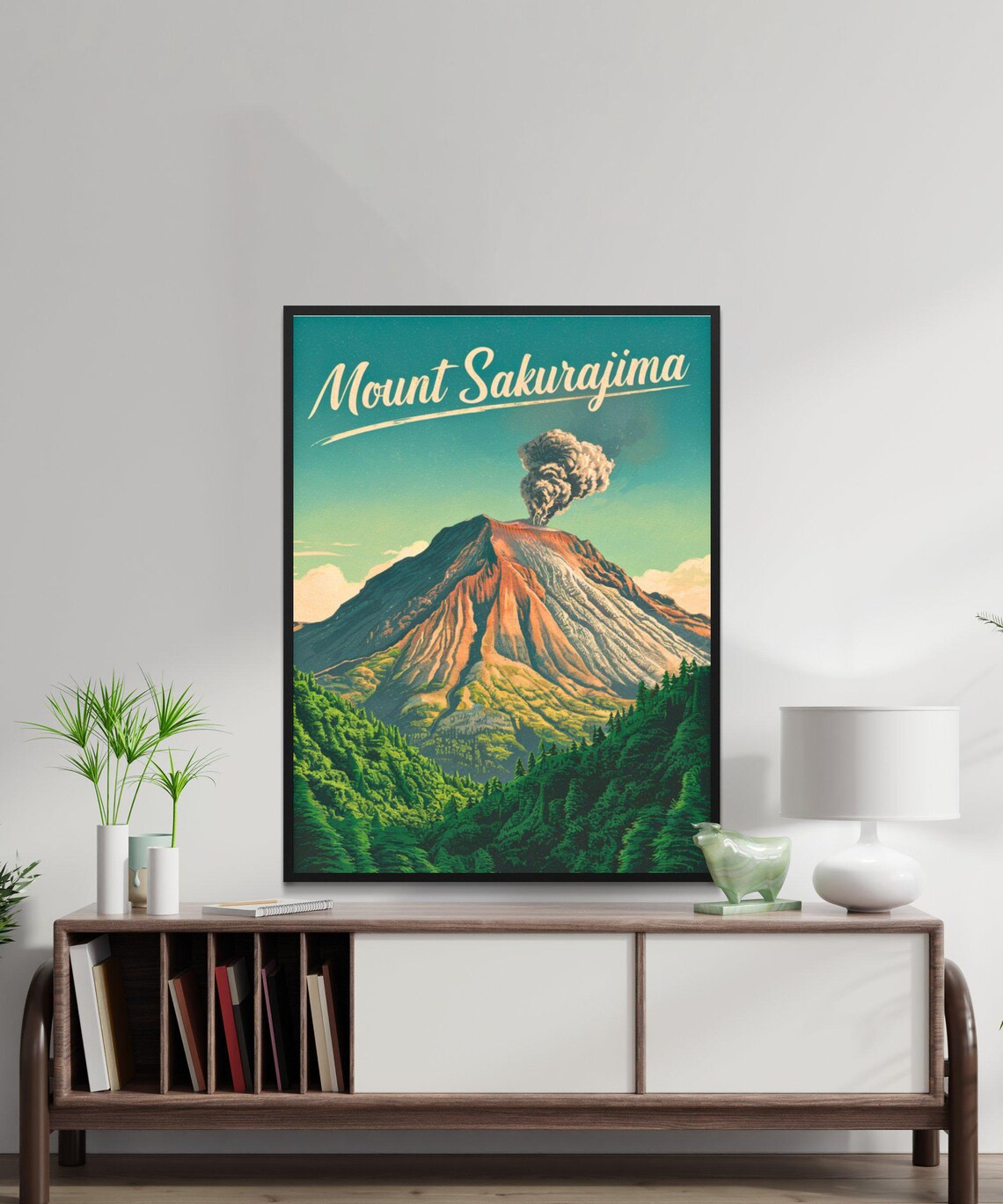 Mount Sakurajima Japan Smoking Volcano Peak Vintage Travel Poster - Image 3