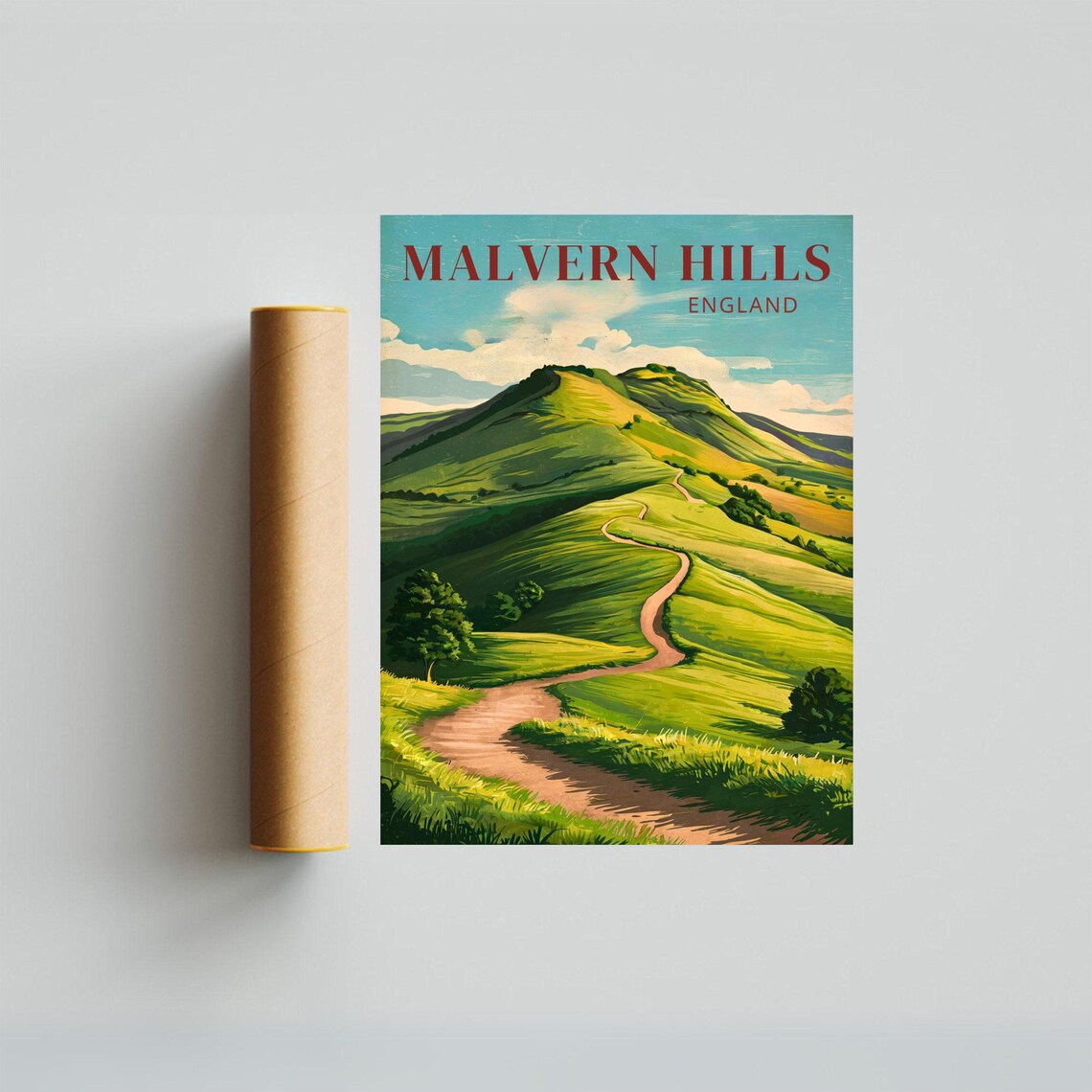 Malvern Hills England Vintage Rolling Green Hills Path Travel Poster - Image 4