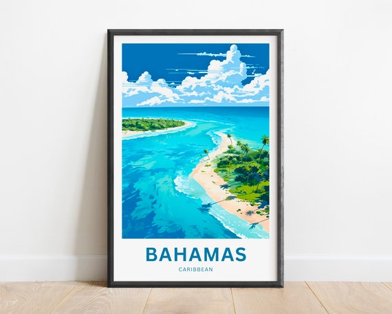 Bahamas Travel Print Bahamas Poster Caribbean Wall Art Framed Present Gift Caribbean Present