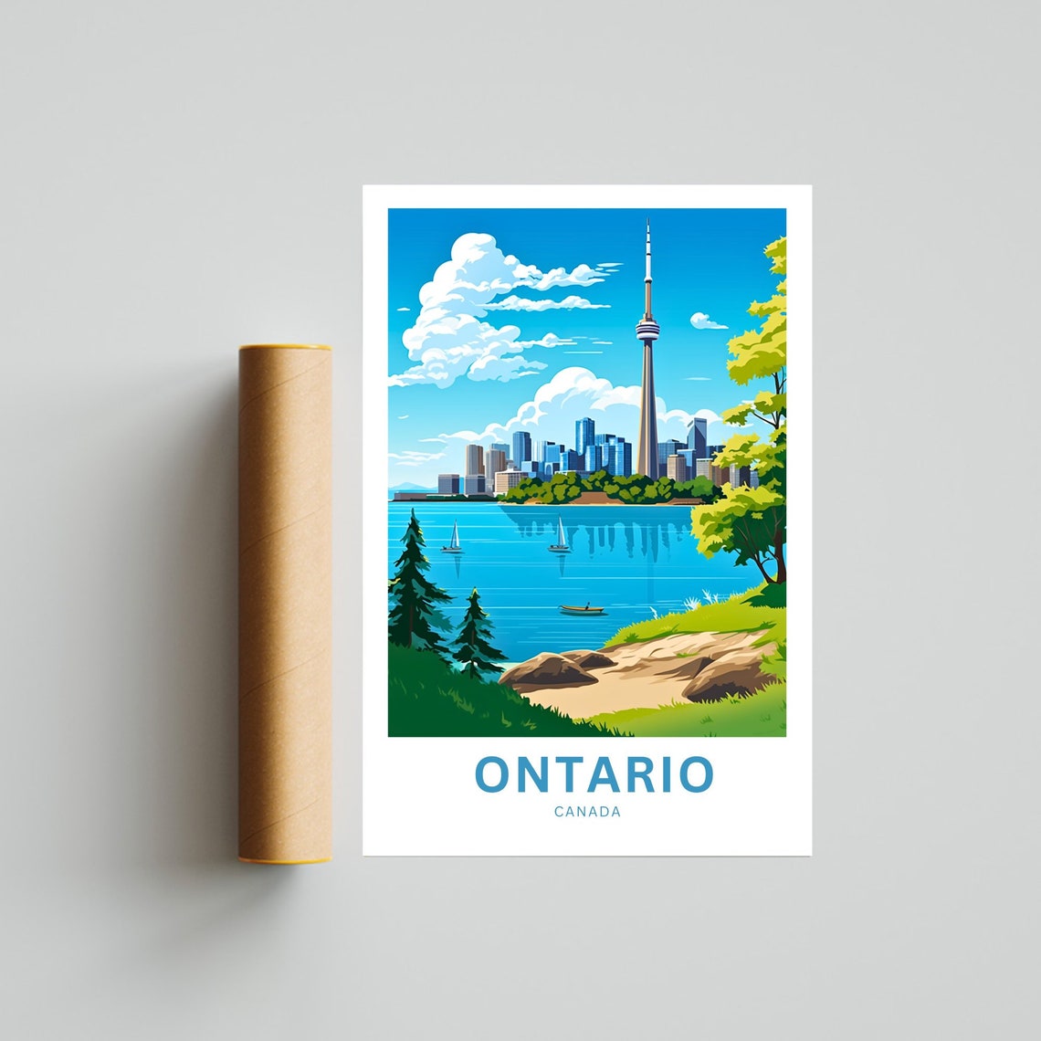 Personalized Ontario Canada Poster with Toronto Skyline Sailboats Art - Image 4