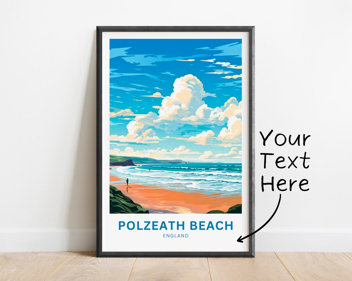 Polzeath Beach England Surfers Waves View Personalized Travel Poster