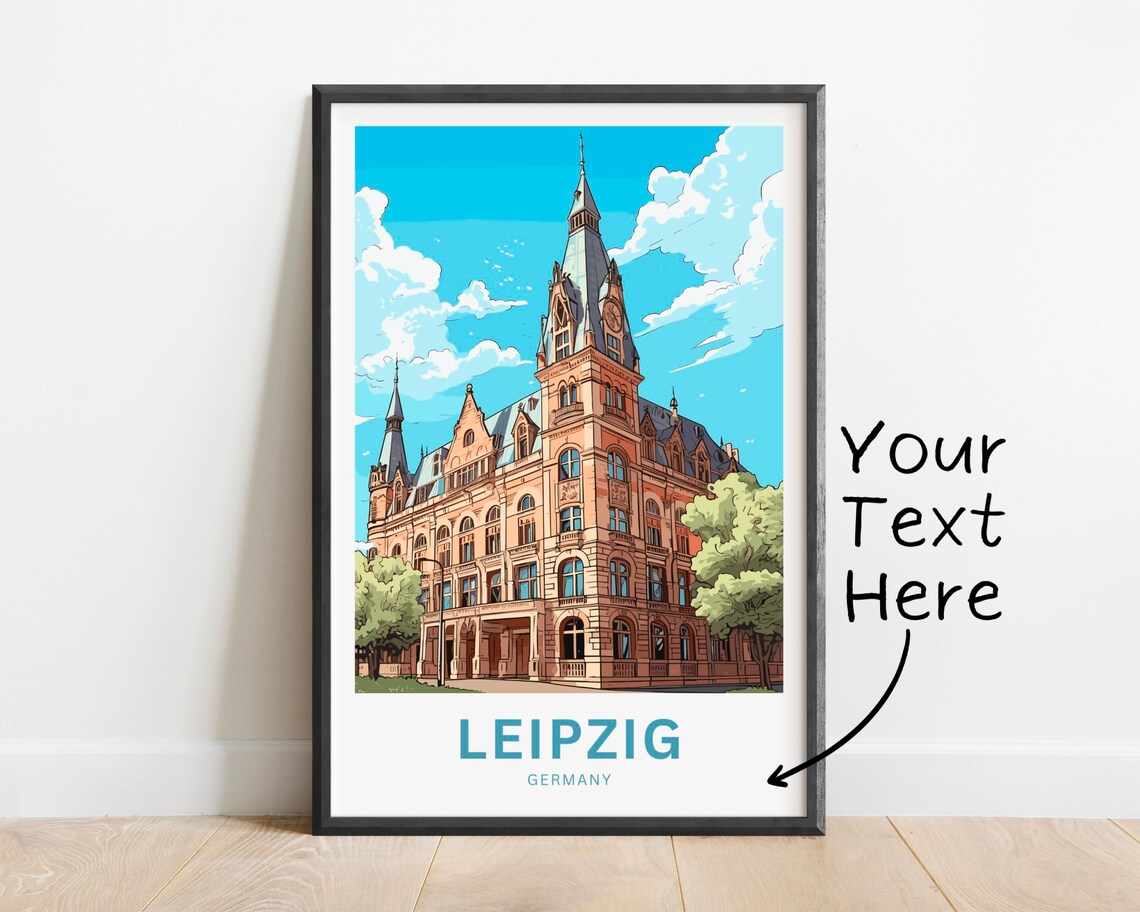 Leipzig Germany Grand Red Brick Historic Landmark Travel Poster
