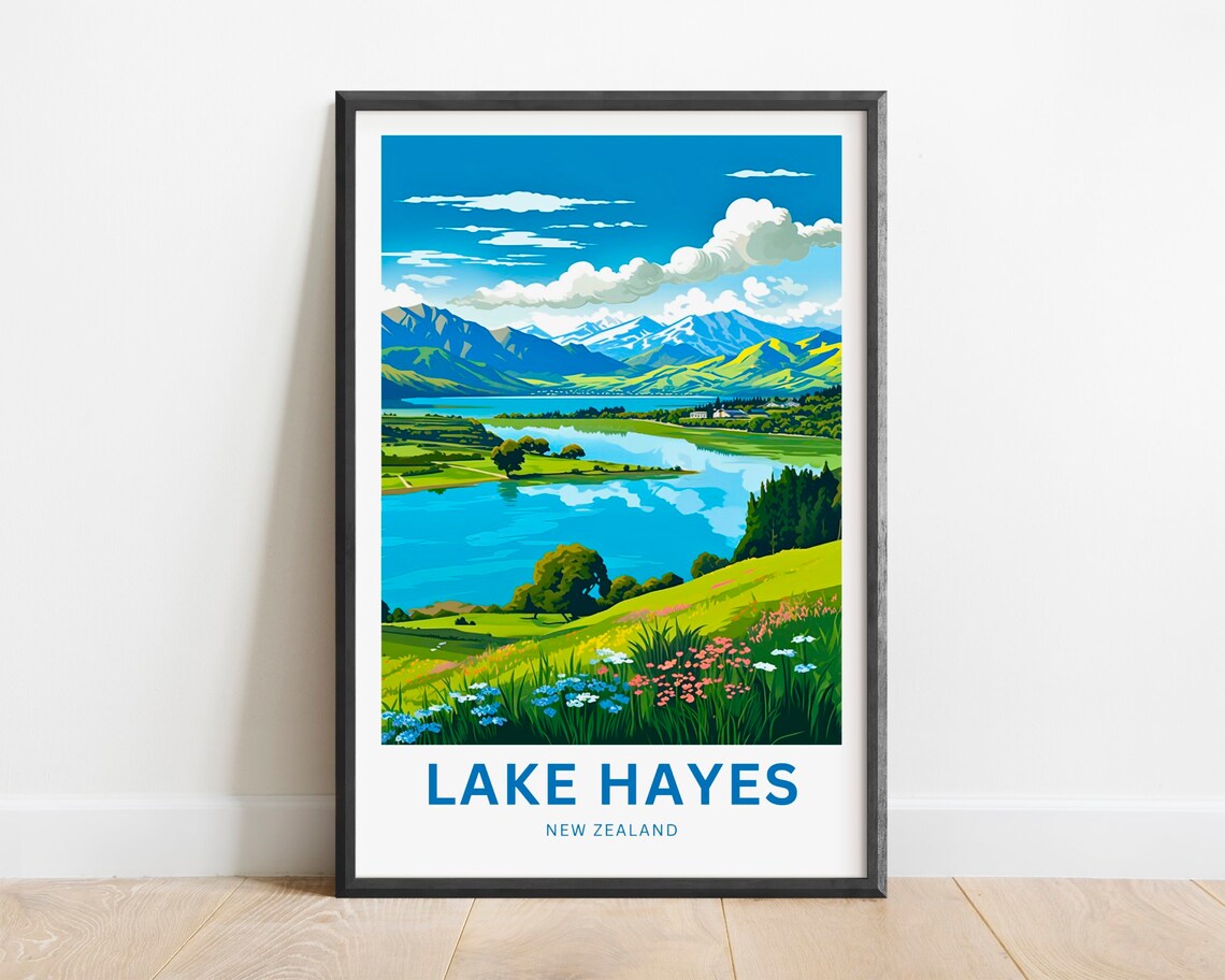 Lake Hayes New Zealand Mountain Lake Wildflower Meadow Poster