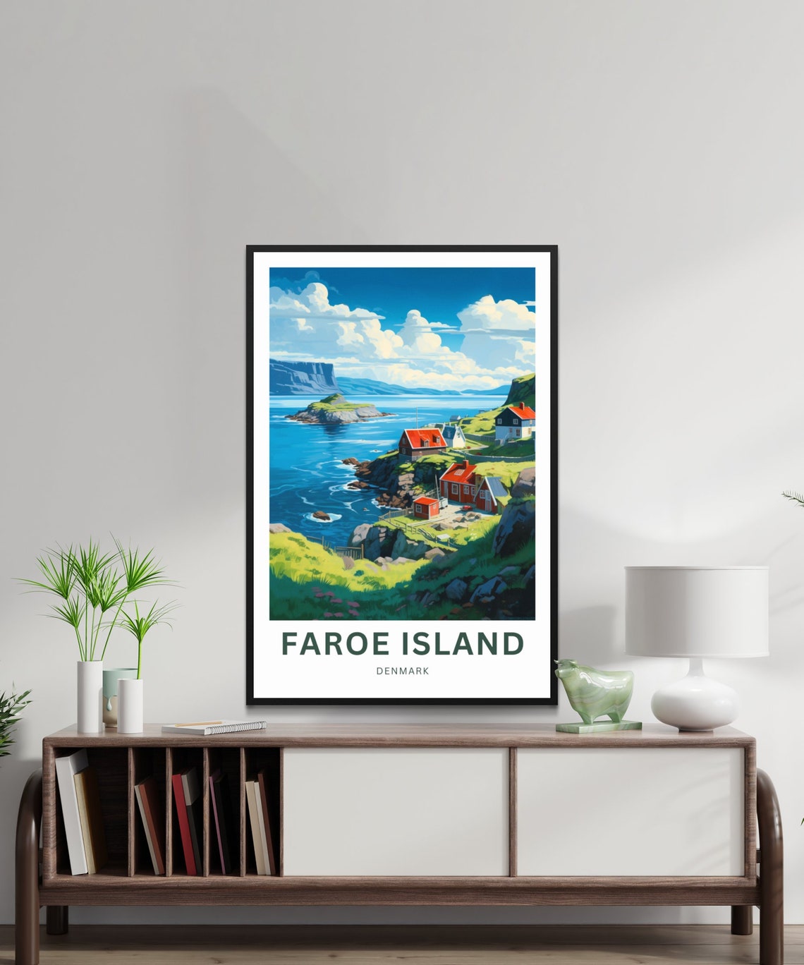 Faroe Island Denmark Seaside Village Personalized Travel Poster - Image 2