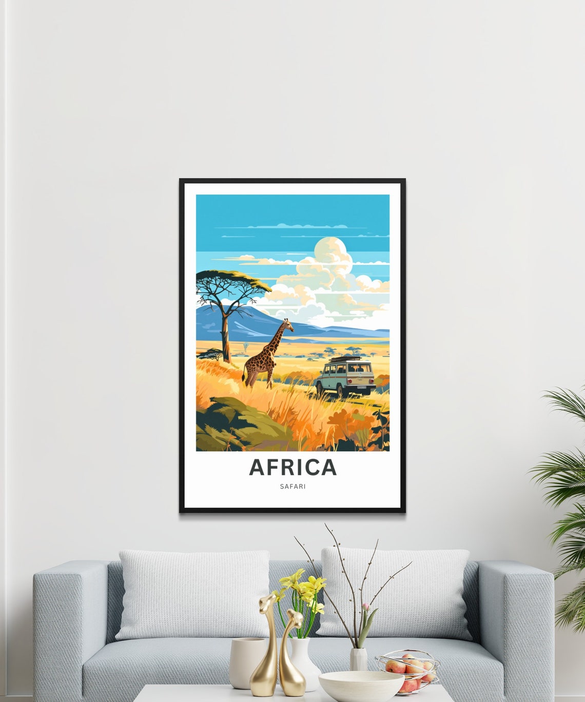 Personalized Africa Safari Poster with Custom Text and Giraffe Art - Image 3