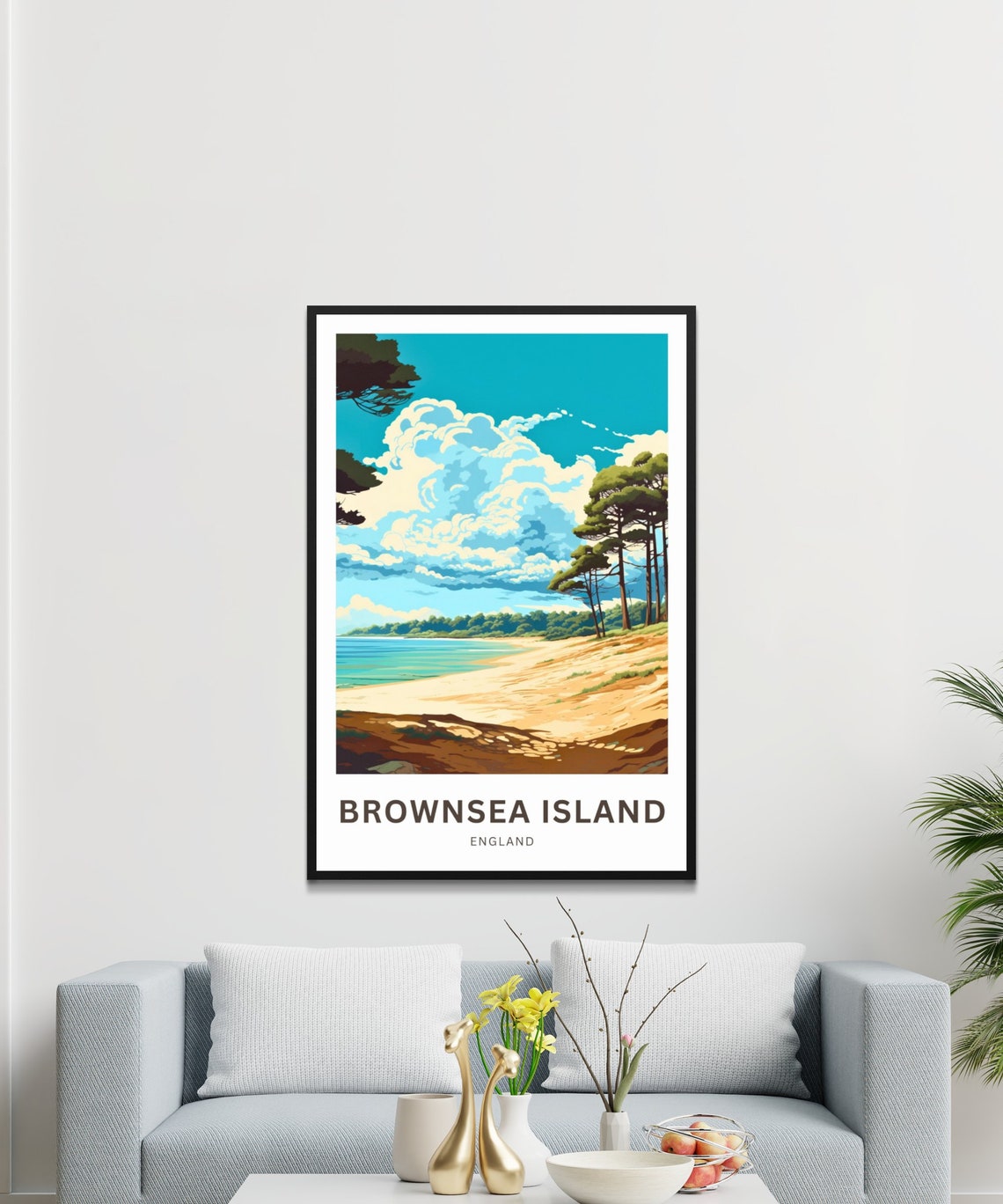Brownsea Island England Scenic Sandy Beach Pine Trees Travel Poster - Image 3
