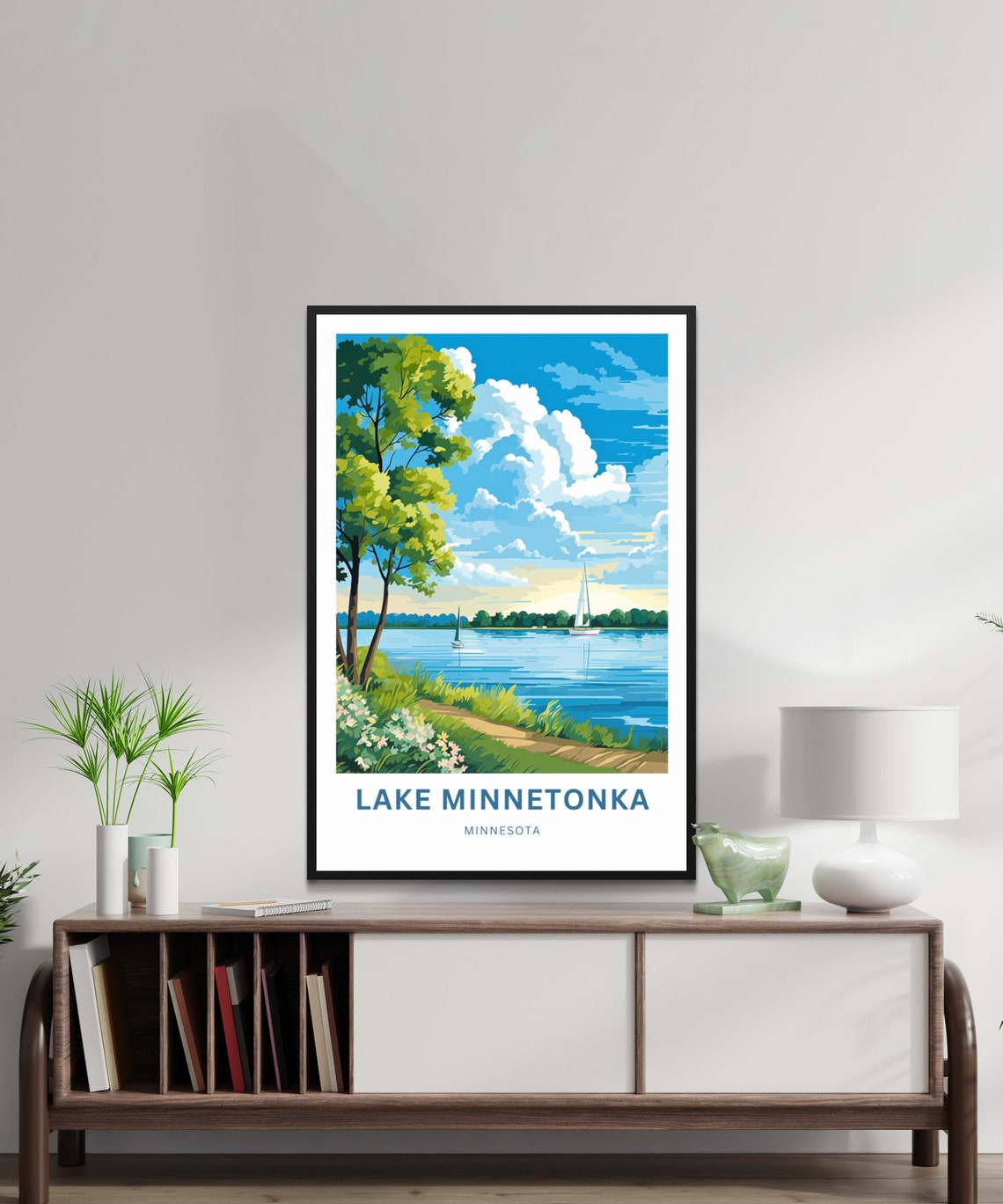 Lake Minnetonka Minnesota Sailboats and Summer Sky Scene Poster - Image 3