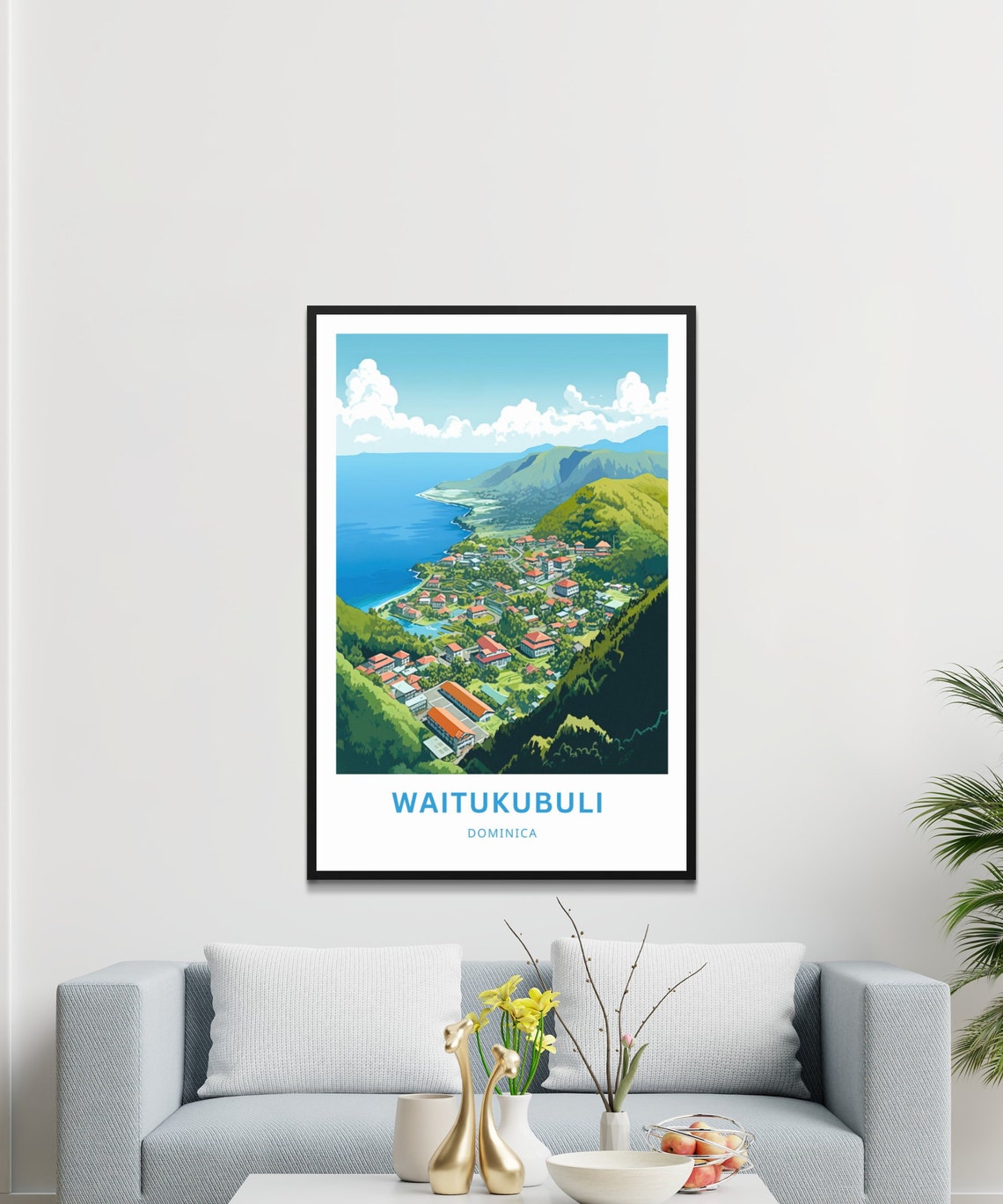 Waitukubuli Dominica Coastal Village Aerial View Travel Poster - Image 3