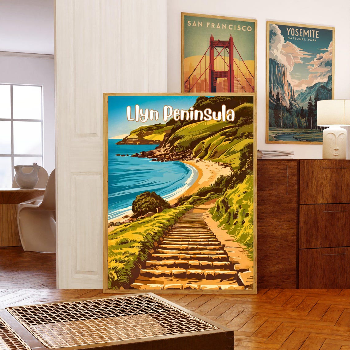 Llyn Peninsula Wales Coastal Steps Seaside Vintage Travel Poster - Image 5