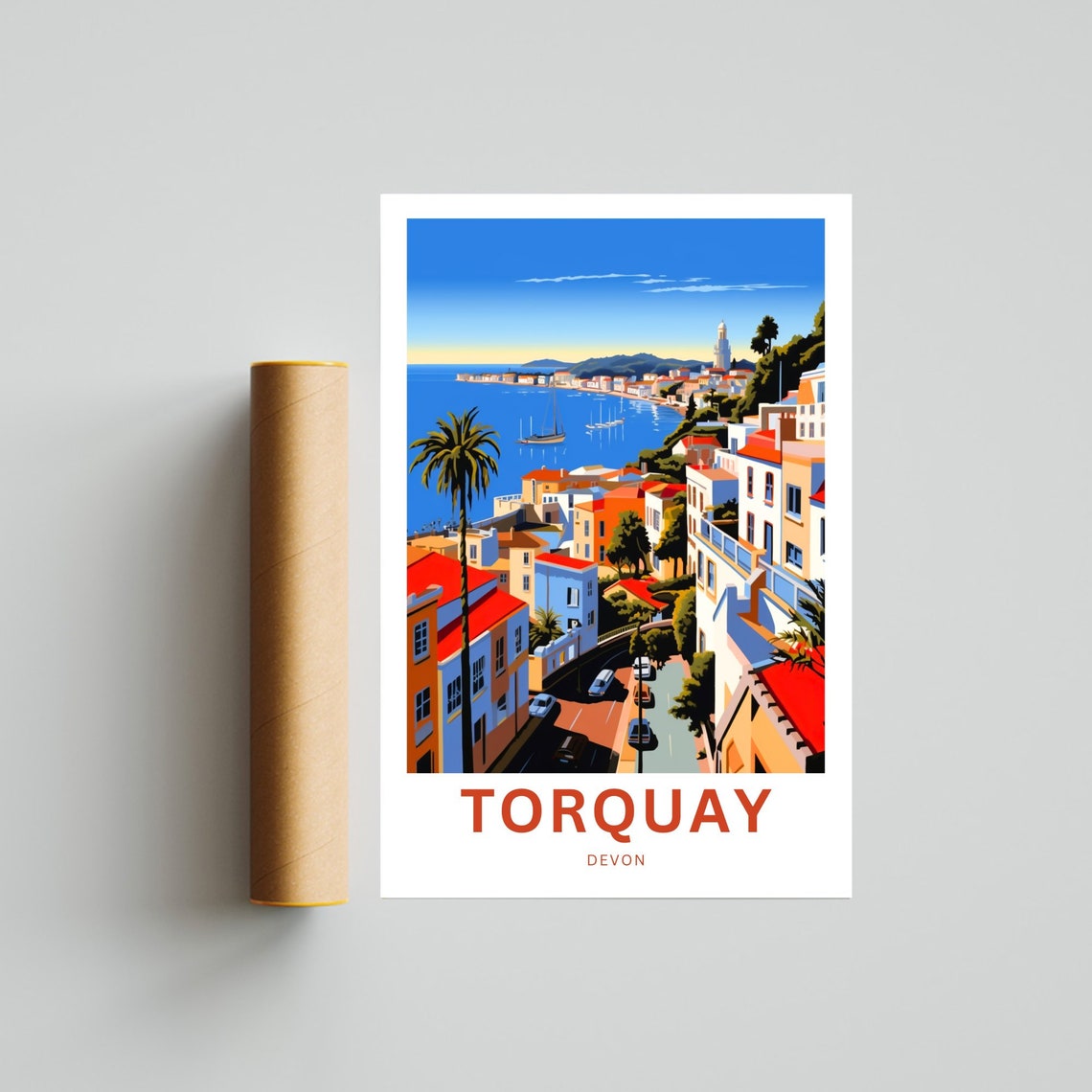 Torquay Devon Harbour Bay Hillside Town English Coast Travel Poster - Image 4