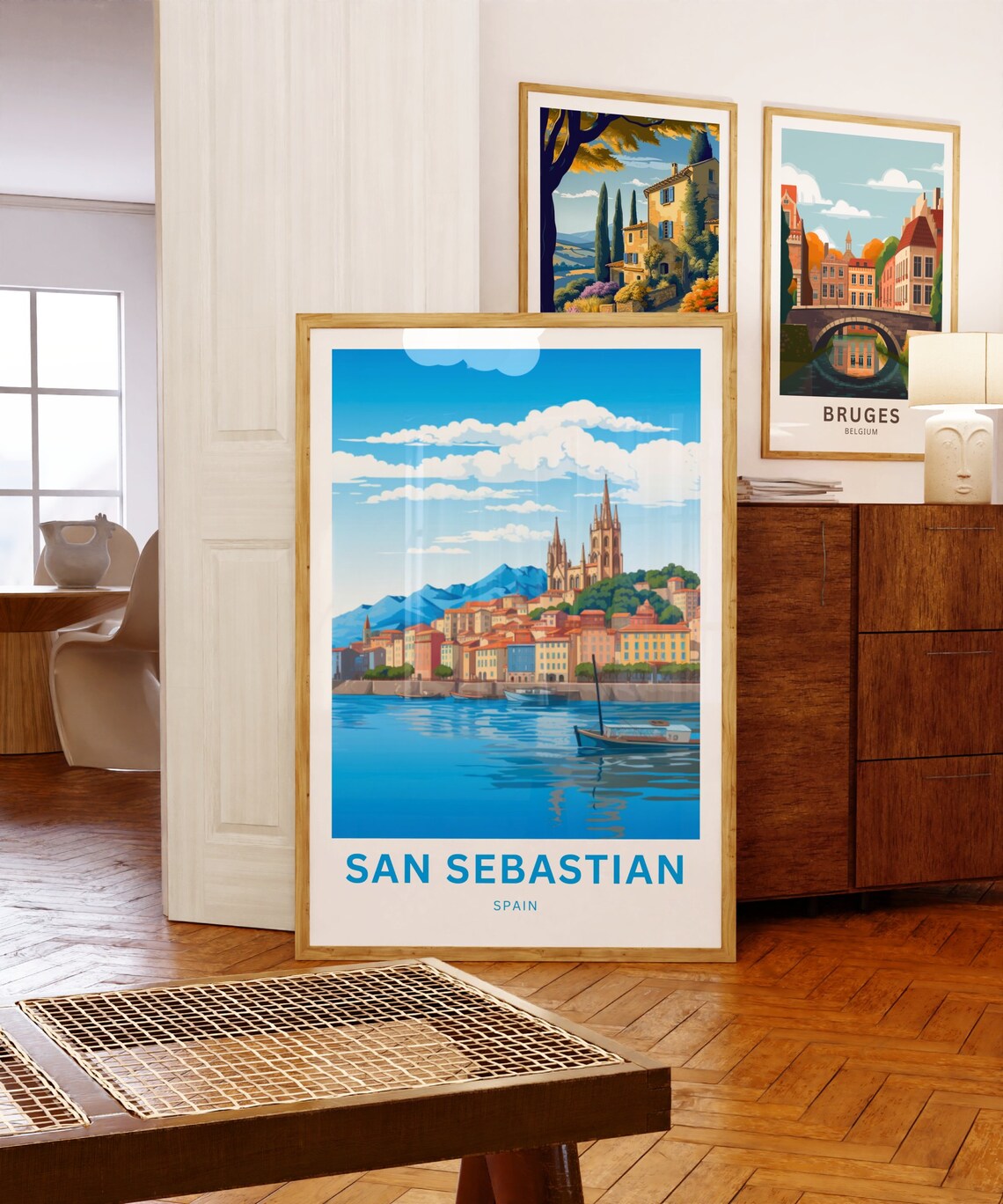 San Sebastian Spain Coastal Old Town Harbor Retro Travel Poster - Image 5