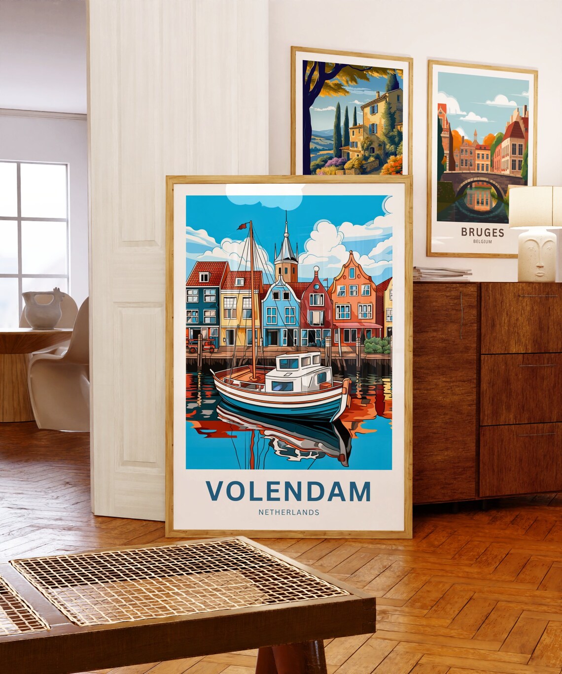 Volendam Fishing Boat Dutch Village Church Tower Travel Poster Art - Image 5