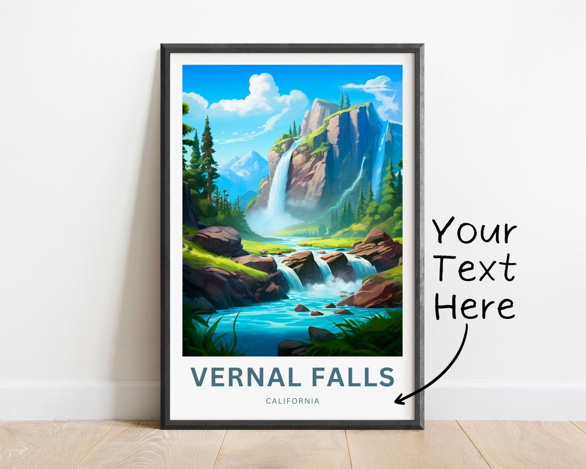 Personalized Vernal Falls California Misty Waterfall Forest Poster