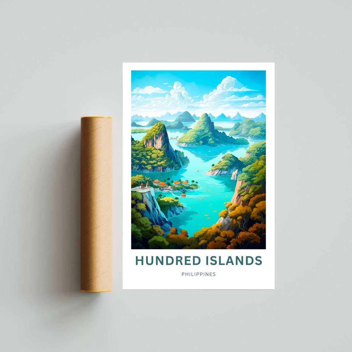 Hundred Islands Philippines Karst Cliffs Turquoise Sea Travel Poster - Image 4