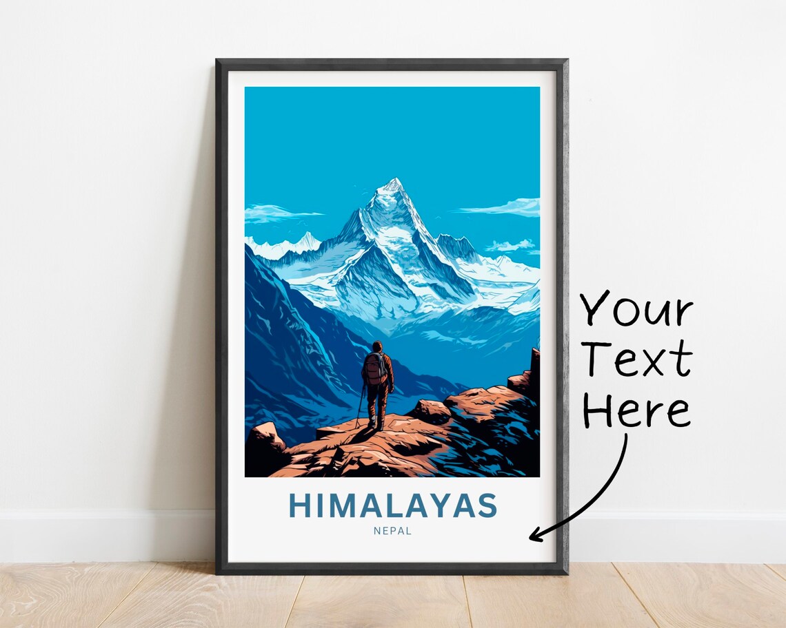Himalayas Nepal Summit Hiker Personalized Mountain Custom Travel Poster