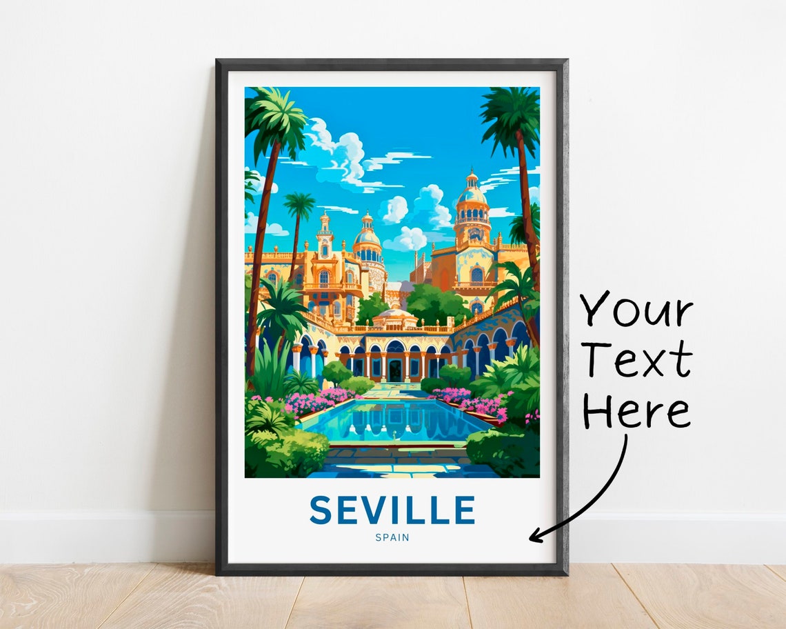 Seville Spain Personalized Andalusian Garden Palace Art Poster
