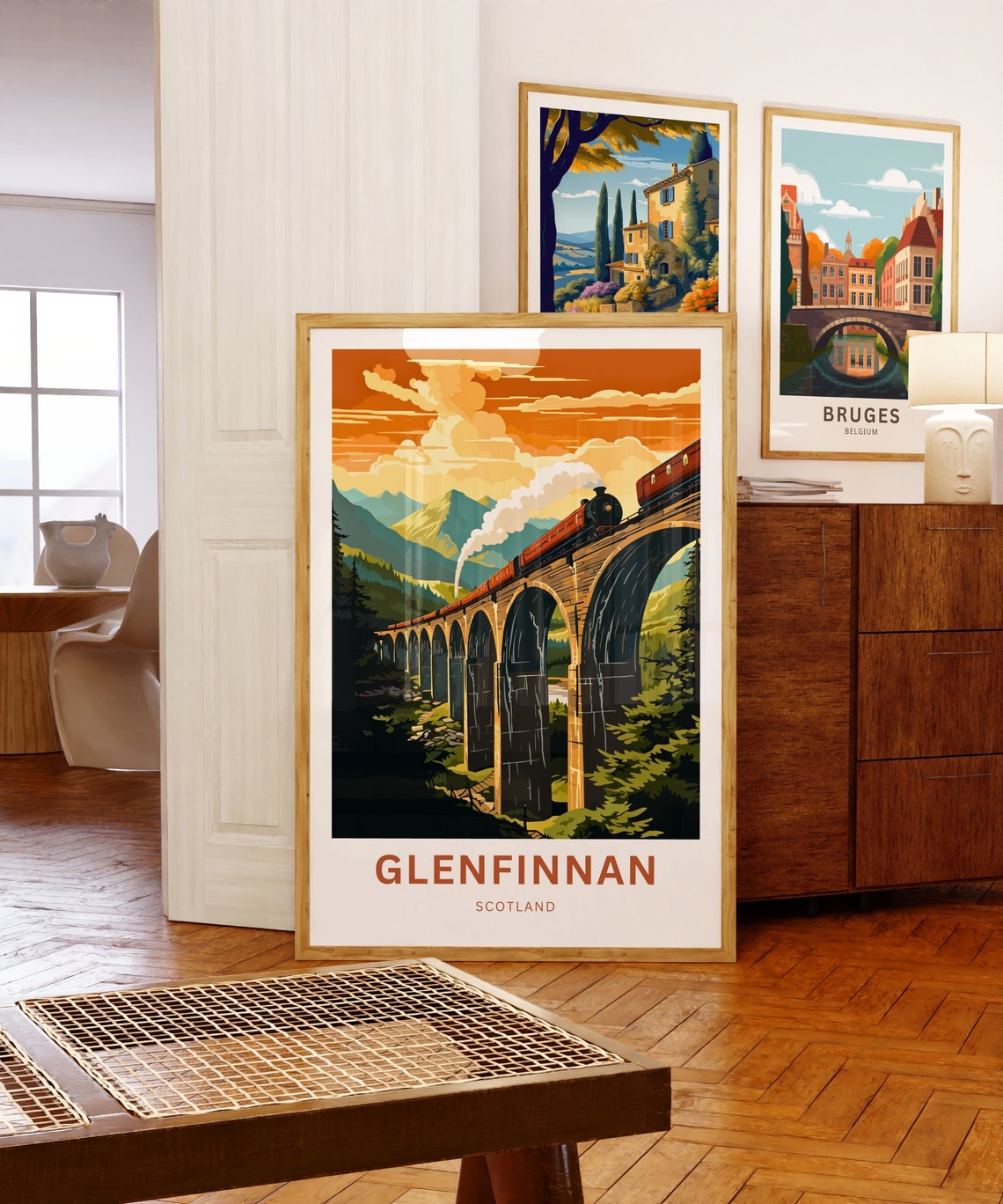 Glenfinnan Viaduct Scotland Sunset Steam Engine Travel Poster - Image 5