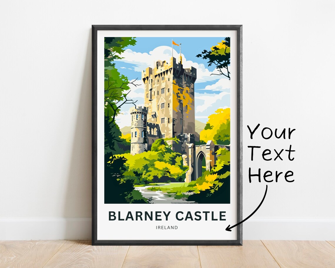 Personalized Blarney Castle Travel Poster, Ireland Wall Art