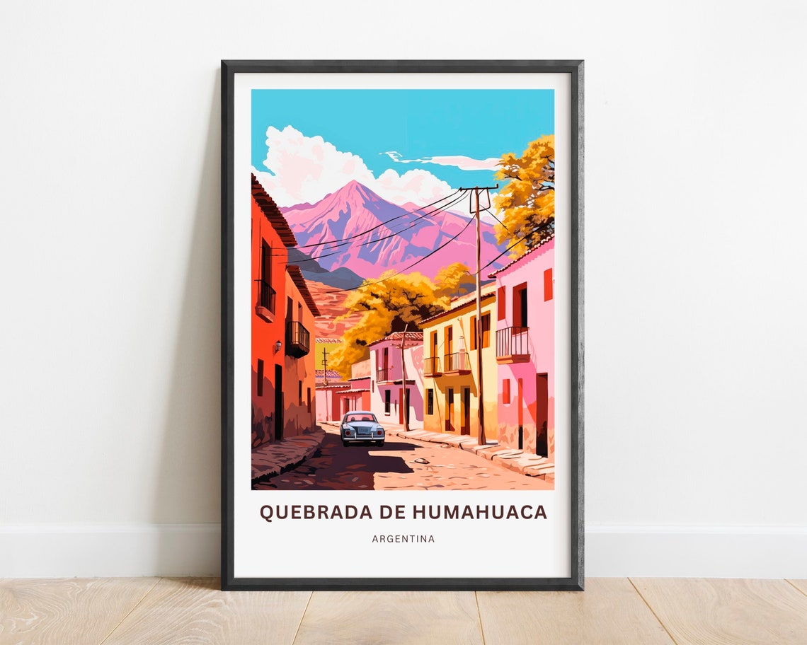 Quebrada de Humahuaca Argentina Pink Mountains Street Travel Poster