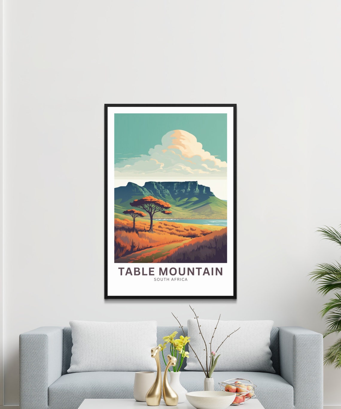 Table Mountain South Africa Cape Town Bold Vintage Travel Poster - Image 3
