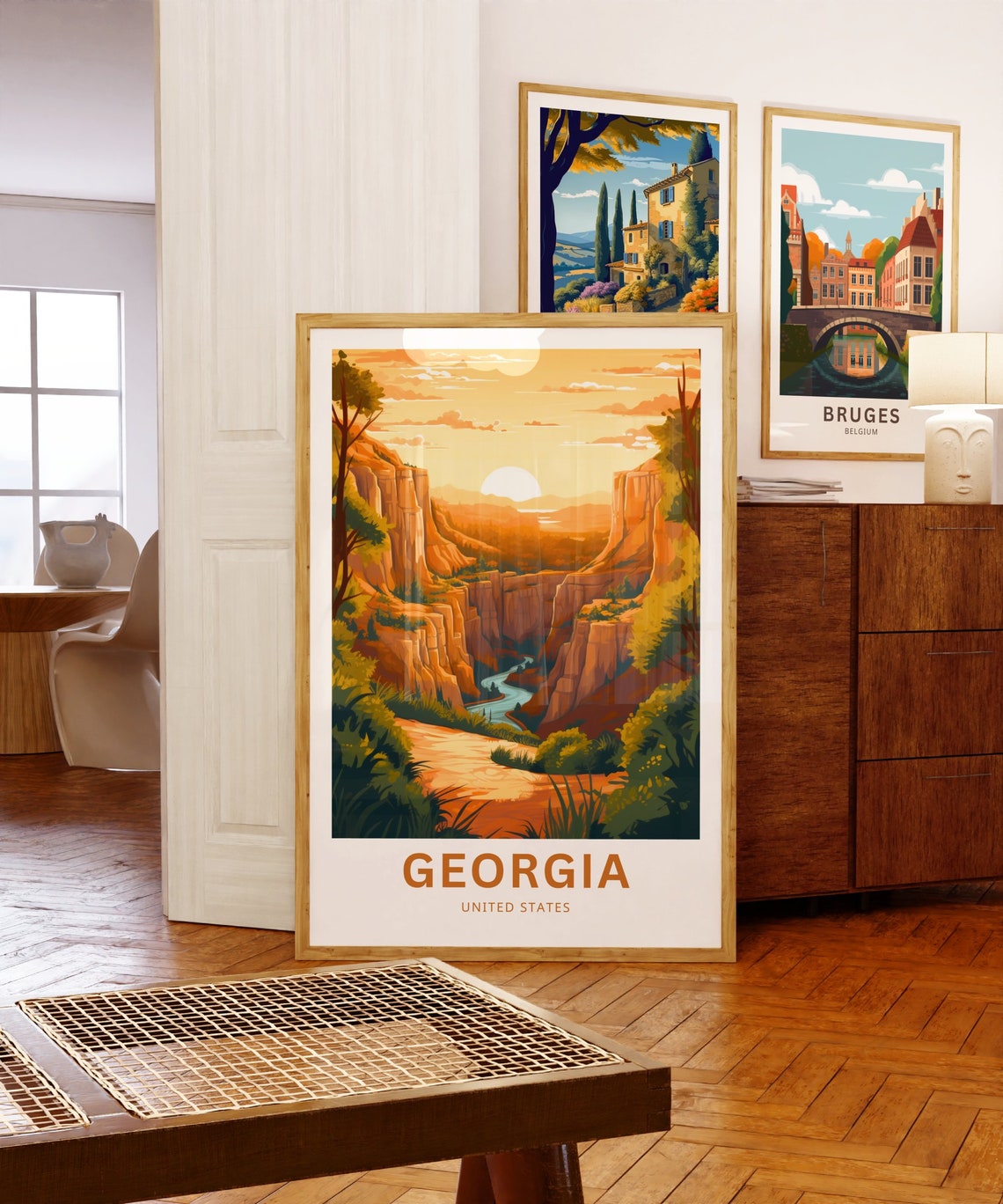 Georgia Canyon Sunset River Gorge Golden Hour Vintage Travel Poster - Image 5