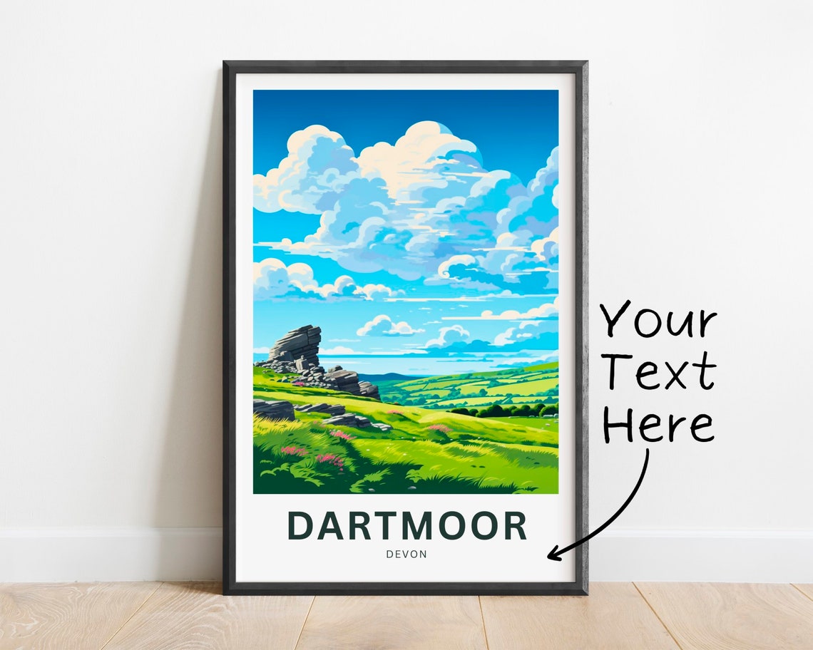 Dartmoor Devon Rocky Tor Green Valley Scene Personalized Poster