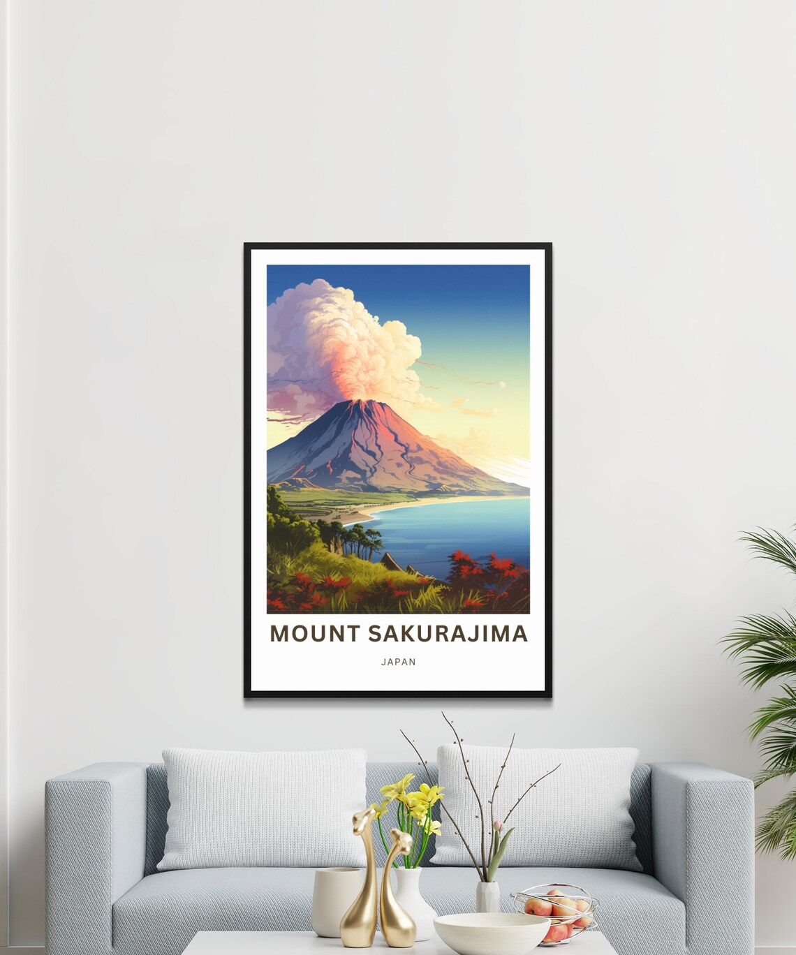 Mount Sakurajima Japan Active Volcano Coastal Bay Scenic Travel Poster - Image 3